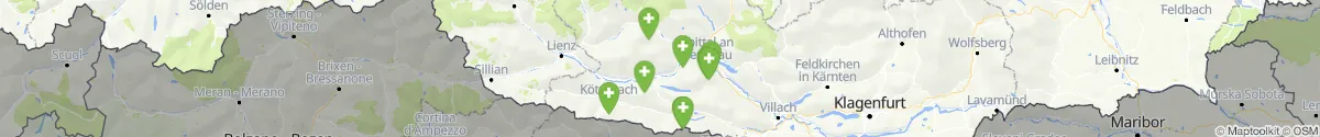 Kartenansicht für Apotheken-Notdienste in der Nähe von Oberdrauburg (Spittal an der Drau, Kärnten)